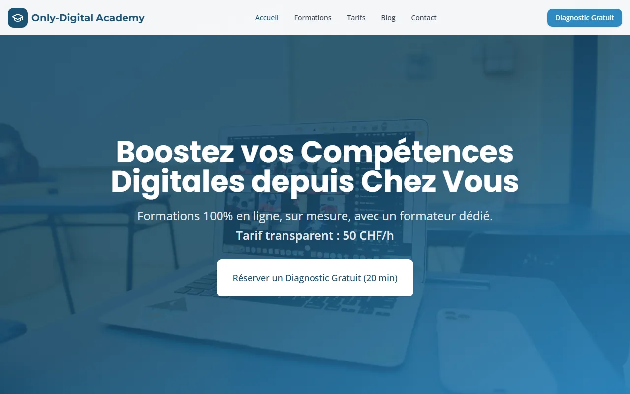 Page d'accueil du site OD Academy d'Only Digital