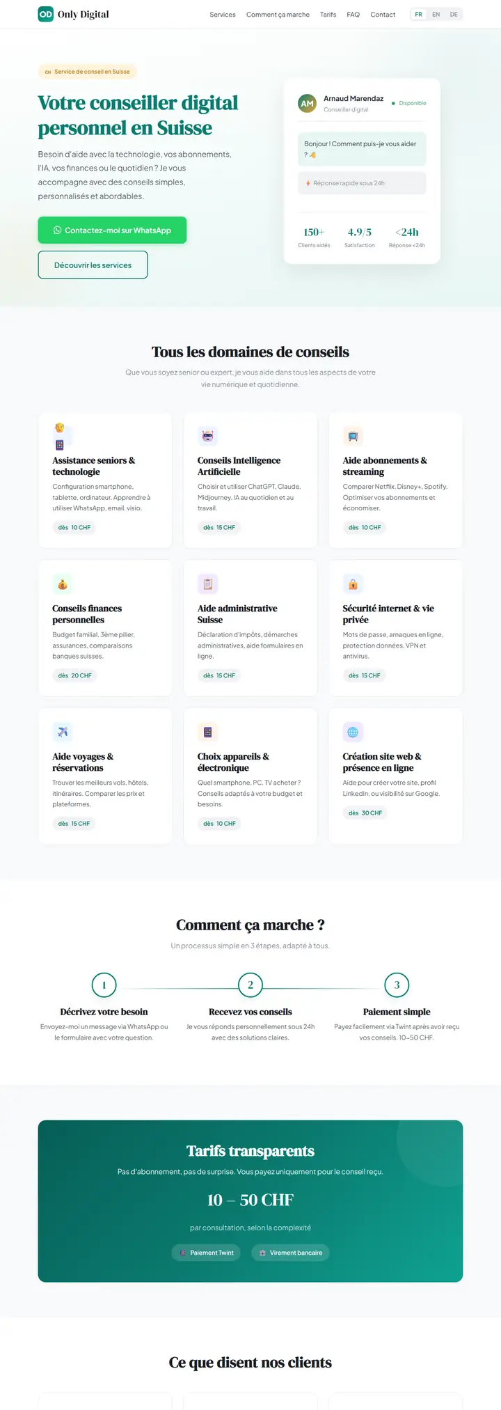 Schermata del sito conseil.only-digital.ch