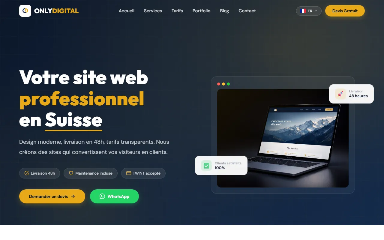 Page d'accueil du site OD Web Designer d'Only Digital