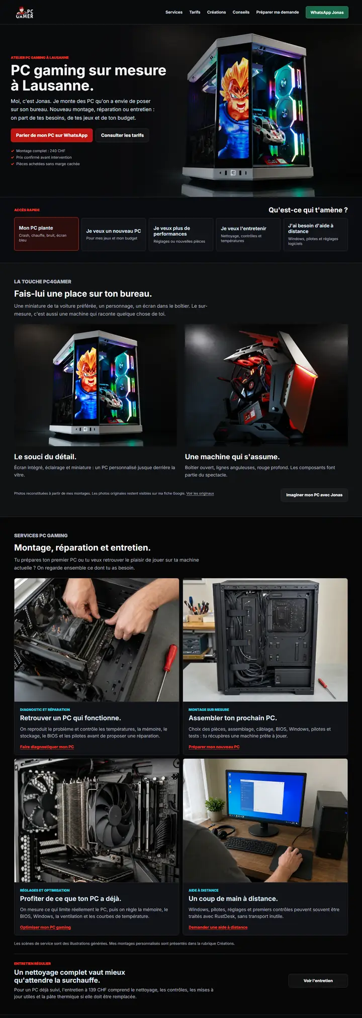 Schermata del sito pc4gamer.ch