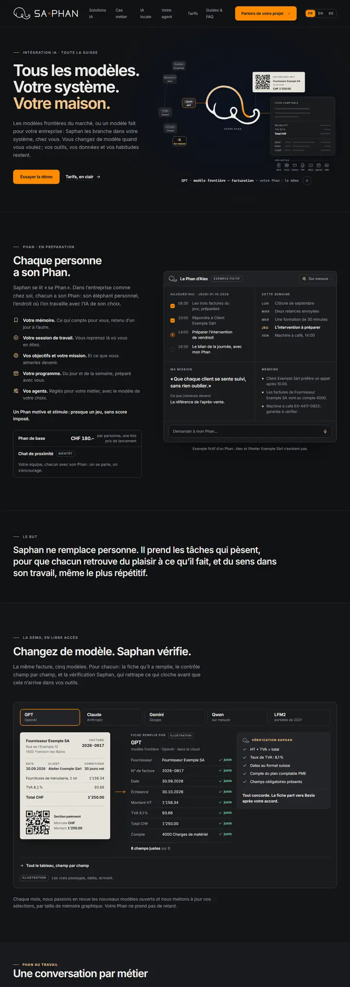 Schermata del sito saphan-ai-systems-engineering.ch